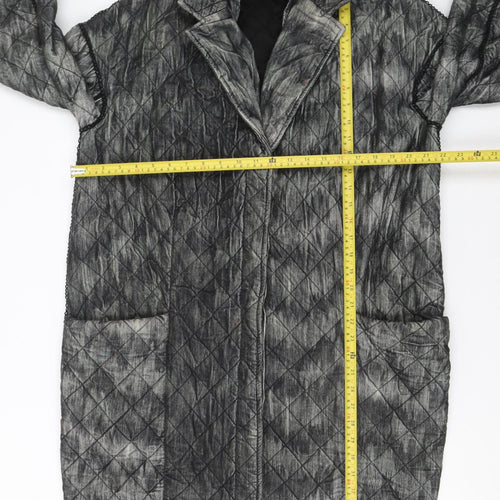 Conditions Apply Women's Grey Quilted Long Coat XS Relaxed Fit