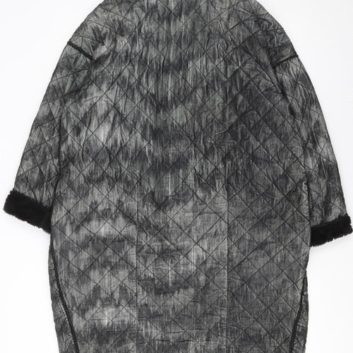 Conditions Apply Women's Grey Quilted Long Coat XS Relaxed Fit