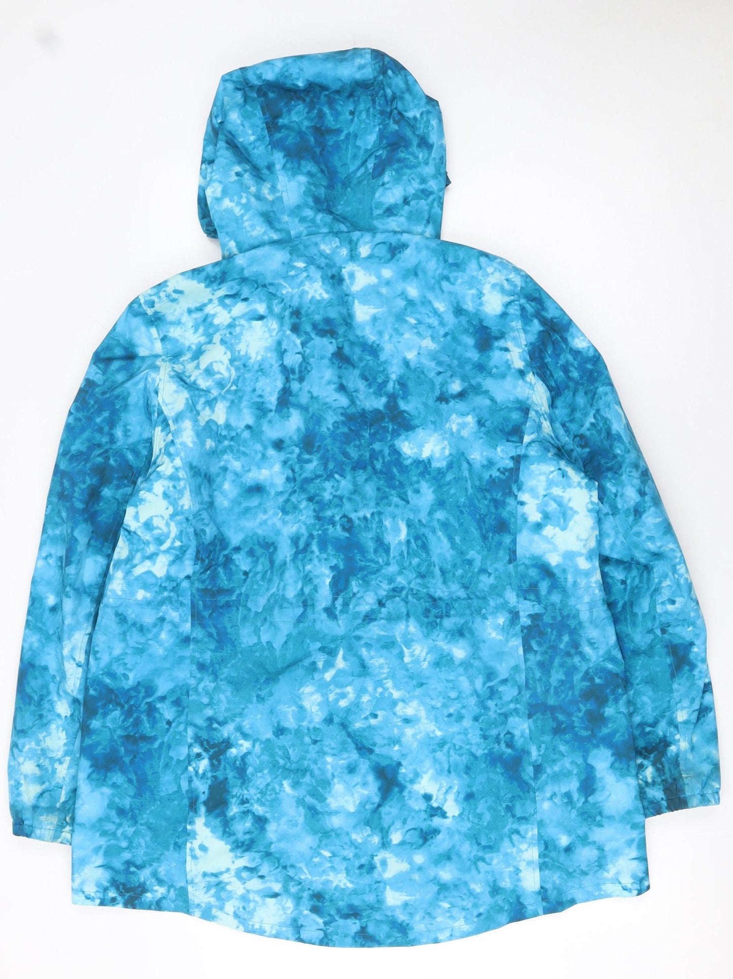 Lands' End Women's Blue Petite Rain Coat Jacket Size 12 Hooded Waterproof