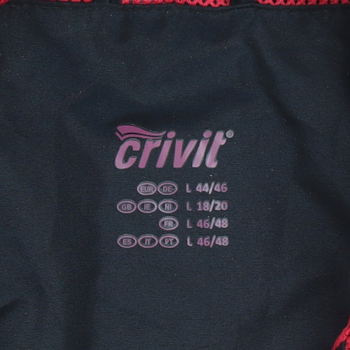Crivit Womens Black Red Windbreaker Jacket Size 18/20 Lightweight Activewear