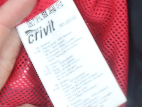 Crivit Womens Black Red Windbreaker Jacket Size 18/20 Lightweight Activewear