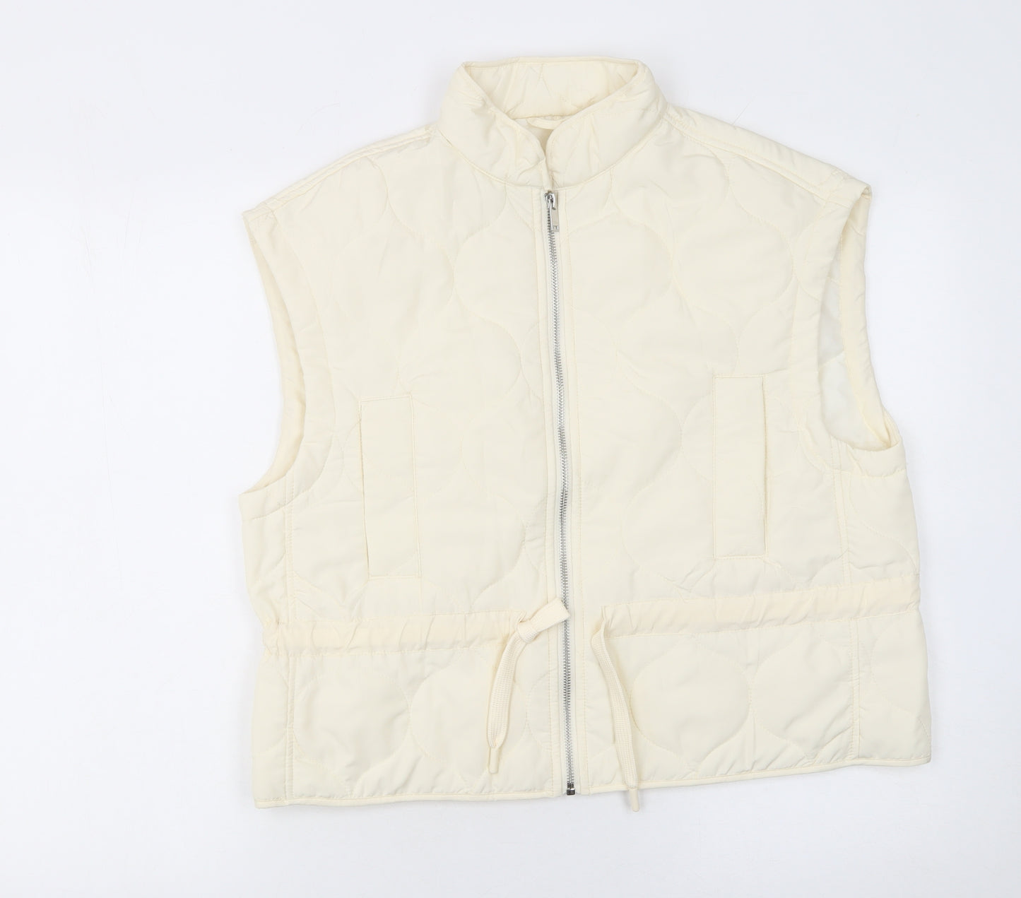 Primark Women Ivory Quilted Waistcoat S Regular Fit Full Zip