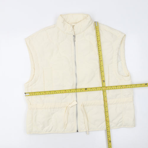 Primark Women Ivory Quilted Waistcoat S Regular Fit Full Zip