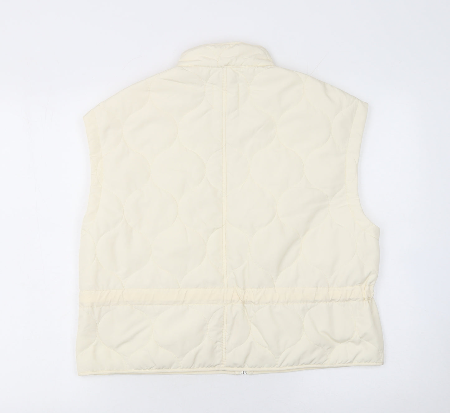 Primark Women Ivory Quilted Waistcoat S Regular Fit Full Zip