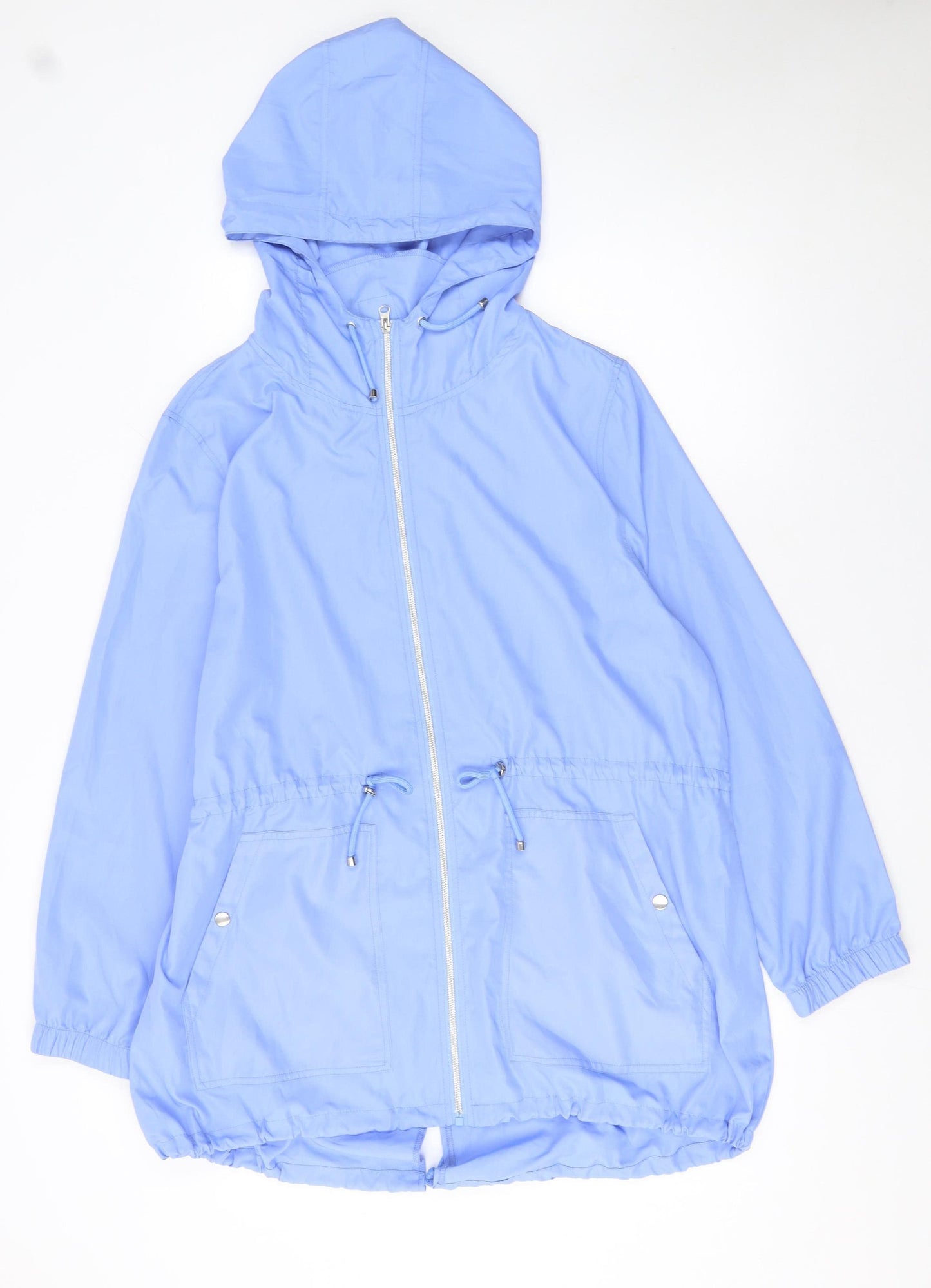 Primark Women Blue Hooded Mid-Length Jacket XL Lightweight Waterproof