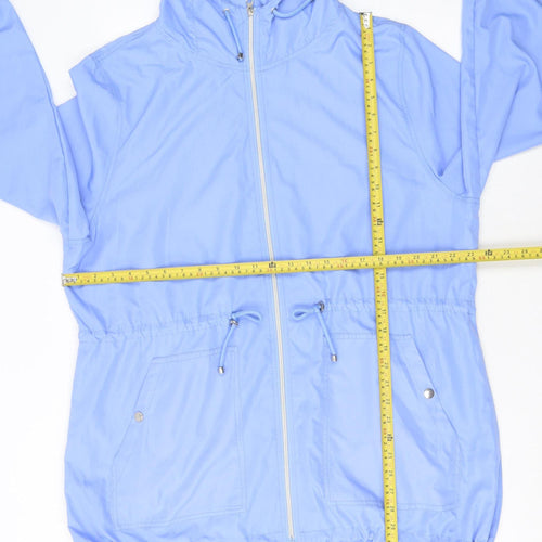 Primark Women Blue Hooded Mid-Length Jacket XL Lightweight Waterproof