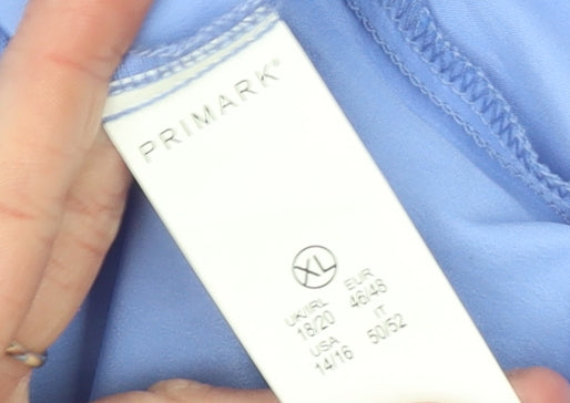Primark Women Blue Hooded Mid-Length Jacket XL Lightweight Waterproof