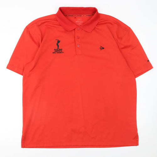 Dunlop Men Red Golf Polo Shirt XL Moisture Wicking Sports Top