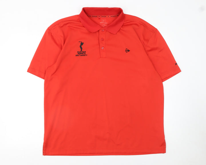 Dunlop Men Red Golf Polo Shirt XL Moisture Wicking Sports Top