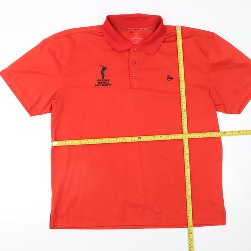 Dunlop Men Red Golf Polo Shirt XL Moisture Wicking Sports Top