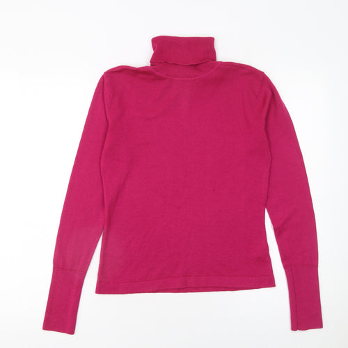 Turnover Womens Pink Wool Roll Neck Jumper Size S Long Sleeve Knit