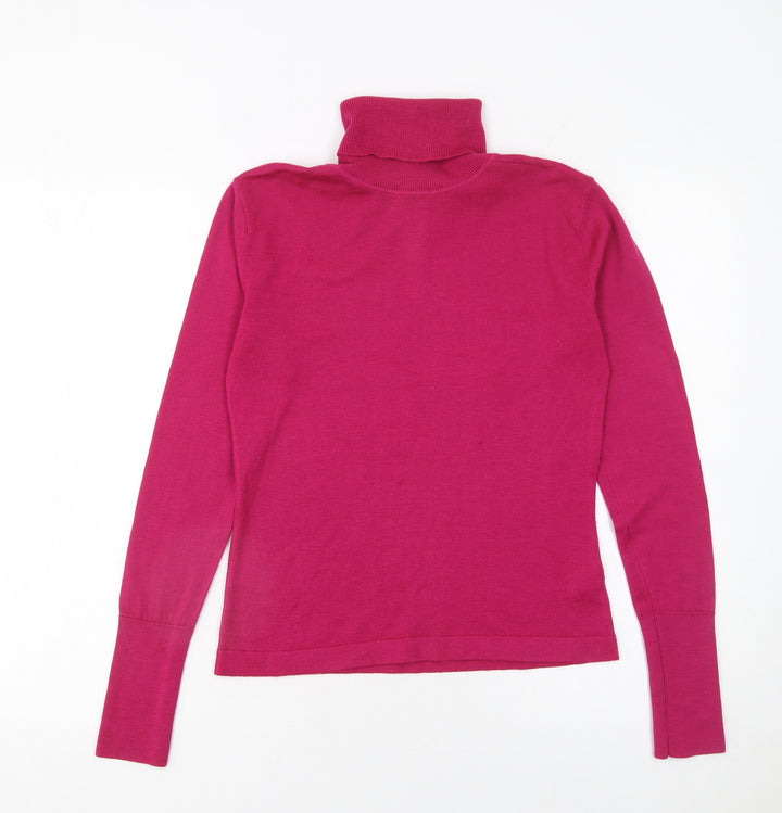 Turnover Womens Pink Wool Roll Neck Jumper Size S Long Sleeve Knit