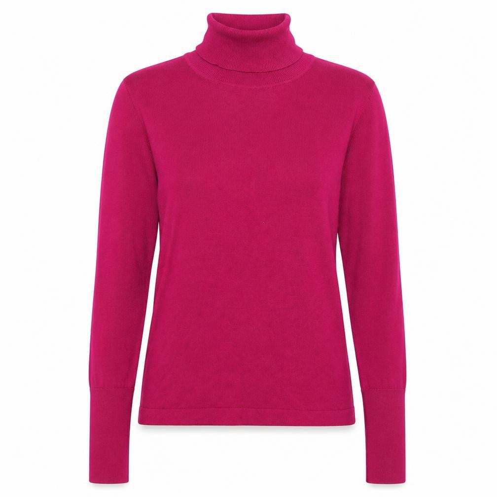 Front view of Turnover women’s pink wool roll neck jumper, size S, long sleeve knit