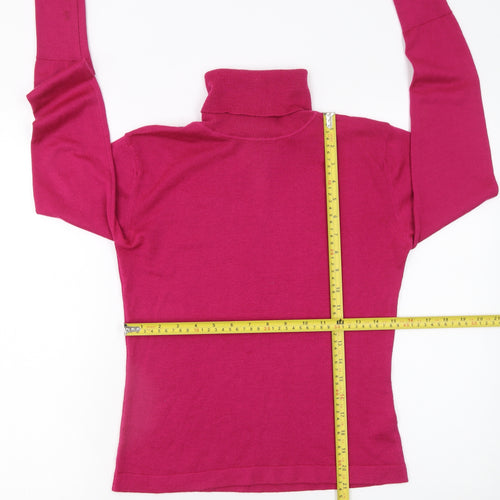 Turnover Womens Pink Wool Roll Neck Jumper Size S Long Sleeve Knit