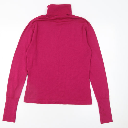 Turnover Womens Pink Wool Roll Neck Jumper Size S Long Sleeve Knit