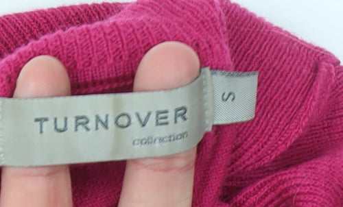 Turnover Womens Pink Wool Roll Neck Jumper Size S Long Sleeve Knit