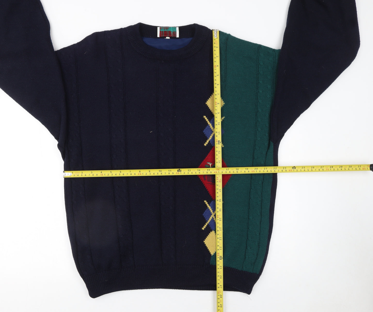 Serious Golf Men's Blue Wool Argyle Pullover Jumper Size L