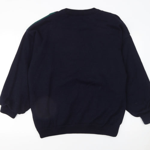 Serious Golf Men's Blue Wool Argyle Pullover Jumper Size L
