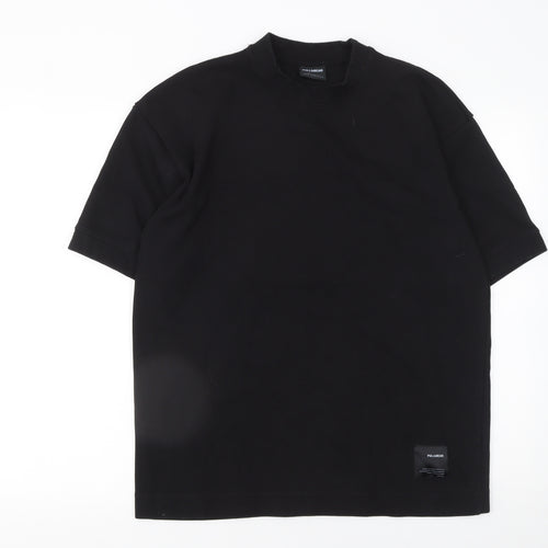PULL&BEAR Men's Black Relaxed Fit Short Sleeve Cotton T-Shirt Size S
