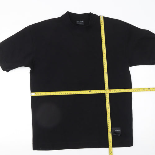 PULL&BEAR Men's Black Relaxed Fit Short Sleeve Cotton T-Shirt Size S