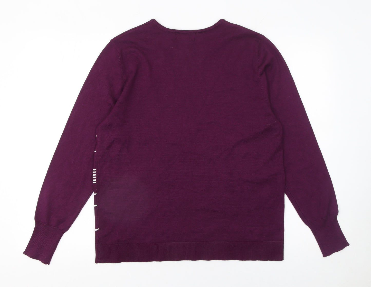 Paramour Women's Purple Striped Knit Crew Neck Jumper Size L