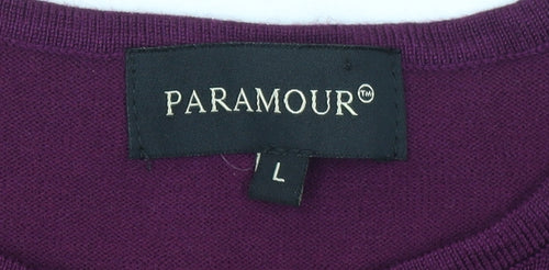 Paramour Women's Purple Striped Knit Crew Neck Jumper Size L