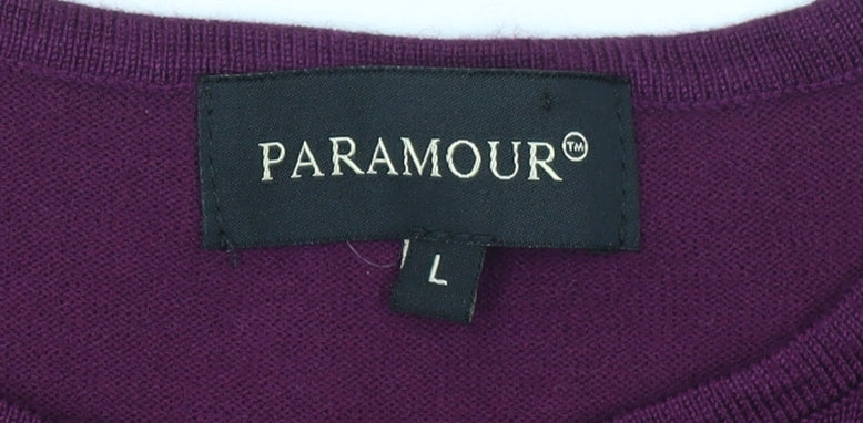 Paramour Women's Purple Striped Knit Crew Neck Jumper Size L