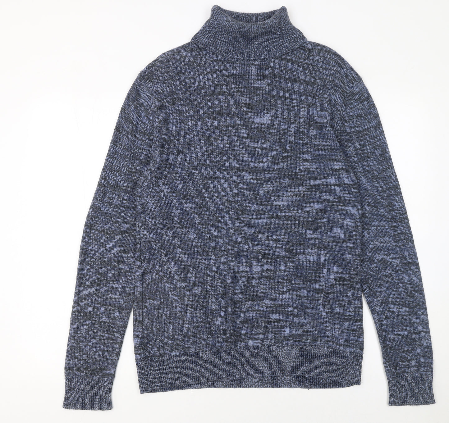 Rorie Whelan Womens Blue Roll Neck Cotton Knit Jumper Size M