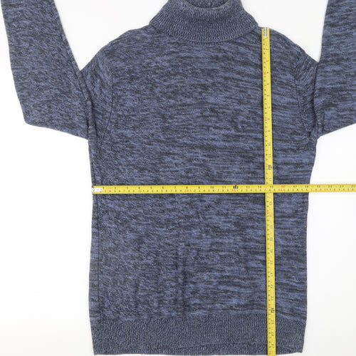 Rorie Whelan Womens Blue Roll Neck Cotton Knit Jumper Size M
