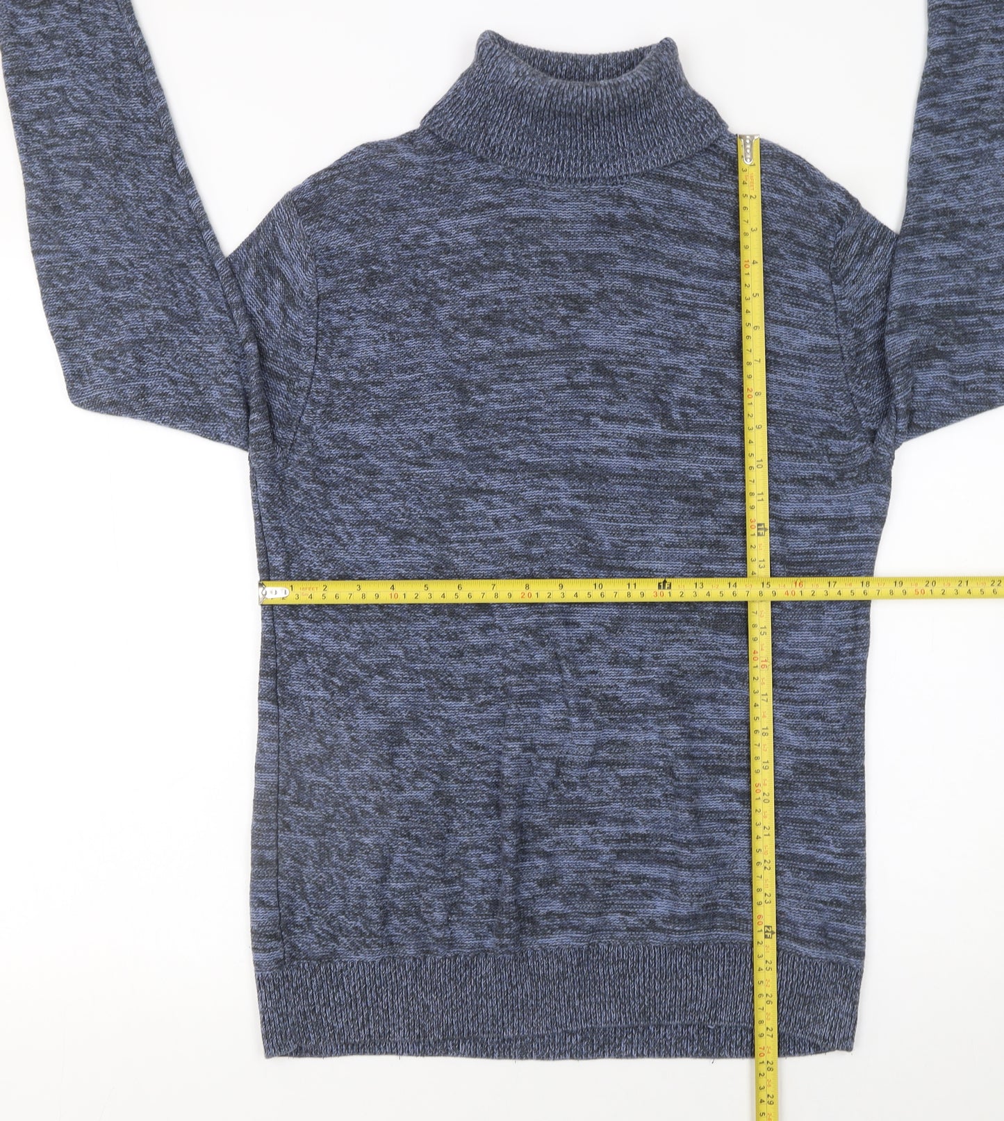 Rorie Whelan Womens Blue Roll Neck Cotton Knit Jumper Size M