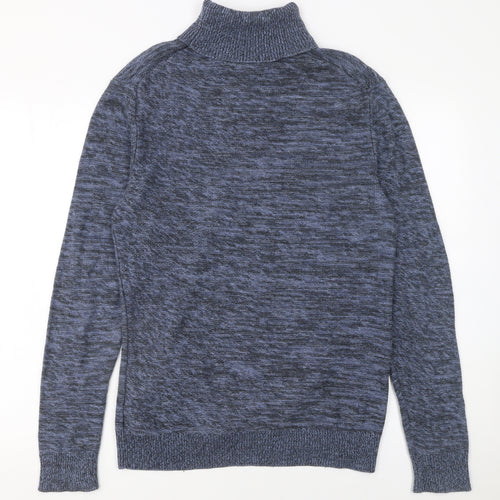 Rorie Whelan Womens Blue Roll Neck Cotton Knit Jumper Size M