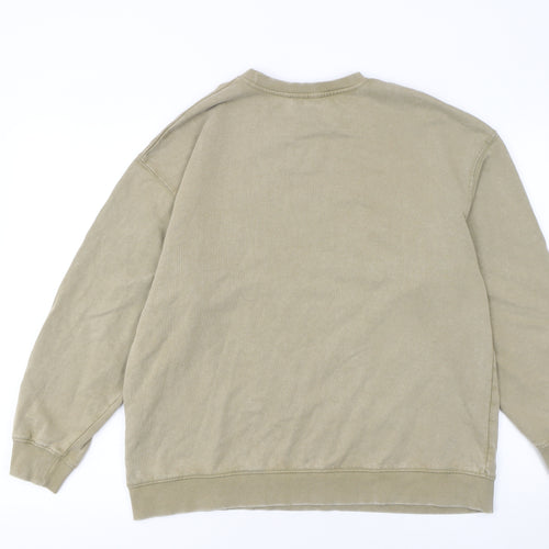 Zara Women Beige Cotton Crew Neck Pullover Sweatshirt Size S