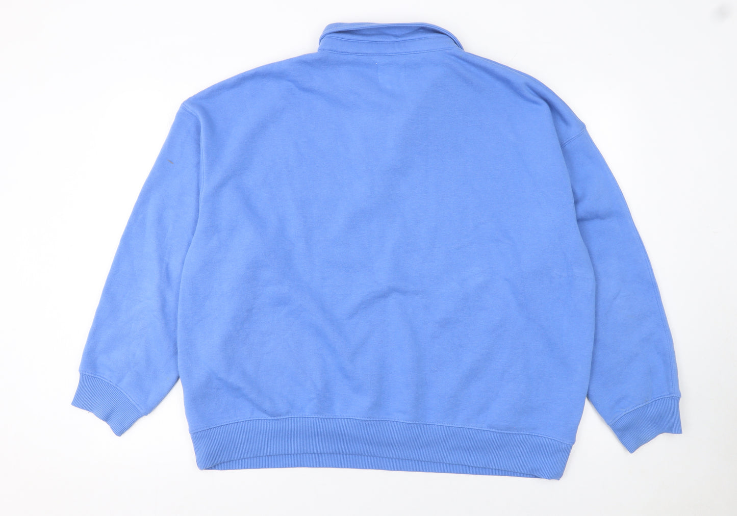 Next Women Blue Collared Pullover Sweatshirt Size L Cotton Blend