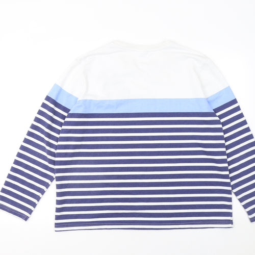 Damart Women’s Blue Striped Long Sleeve Embroidered T-Shirt Size L 18/20