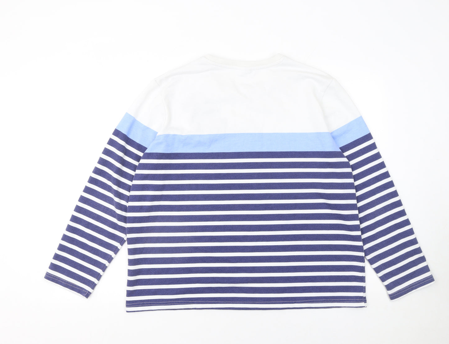 Damart Women’s Blue Striped Long Sleeve Embroidered T-Shirt Size L 18/20