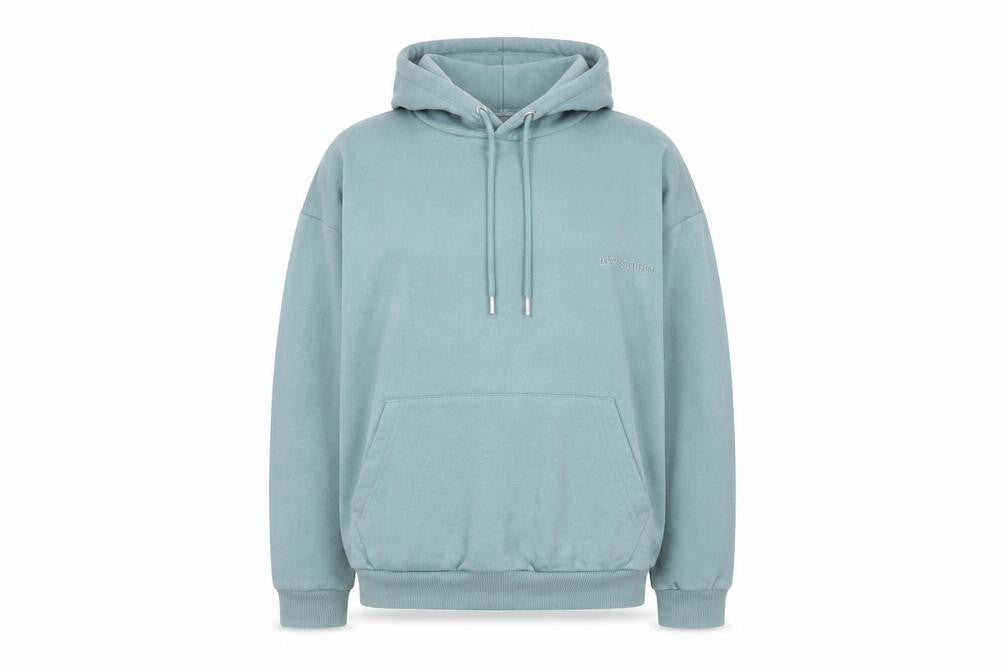 Front view of Boohoo women’s blue xs pullover hoodie cotton blend casual