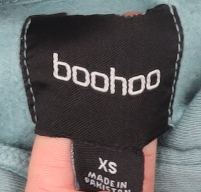 Boohoo Womens Blue XS Pullover Hoodie Cotton Blend Casual