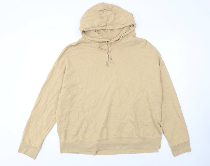 Next Women Beige L Pullover Hoodie 100% Cotton Casual