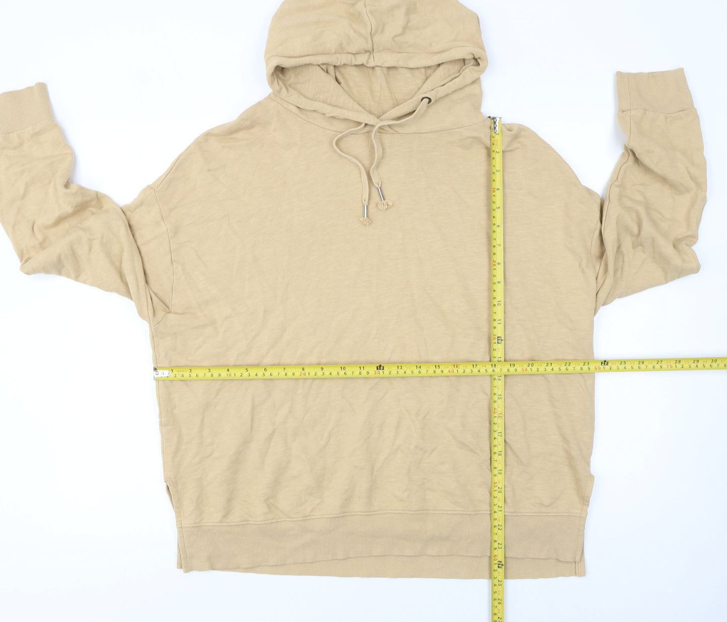Next Women Beige L Pullover Hoodie 100% Cotton Casual
