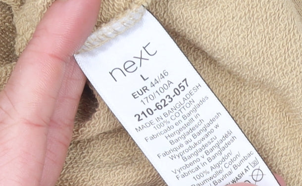 Next Women Beige L Pullover Hoodie 100% Cotton Casual
