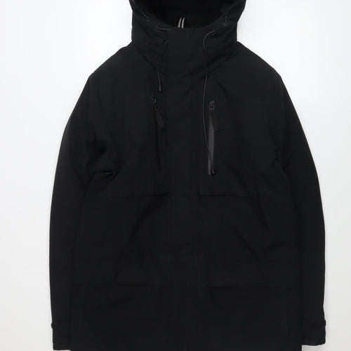 George Men's Black XS Parka Jacket Hooded Polyester Winter Coat