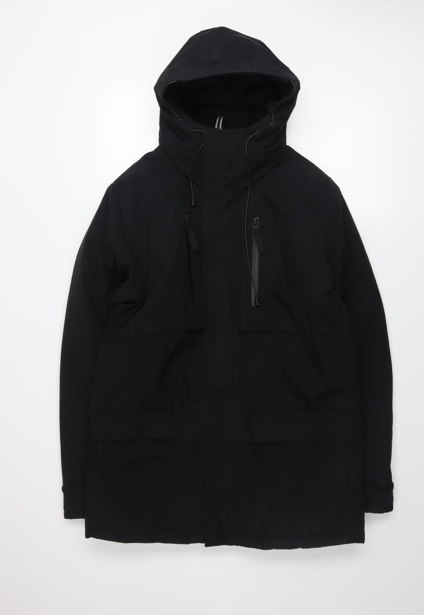 George Men's Black XS Parka Jacket Hooded Polyester Winter Coat