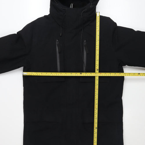George Men's Black XS Parka Jacket Hooded Polyester Winter Coat