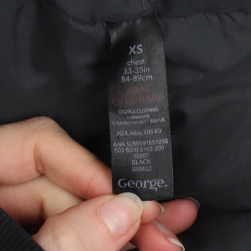 George Men's Black XS Parka Jacket Hooded Polyester Winter Coat