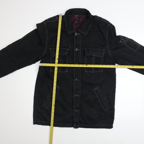 INDISTAR Men's Black Cotton Military Jacket M Casual Mid-Length