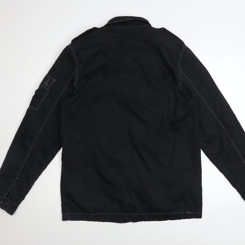 INDISTAR Men's Black Cotton Military Jacket M Casual Mid-Length