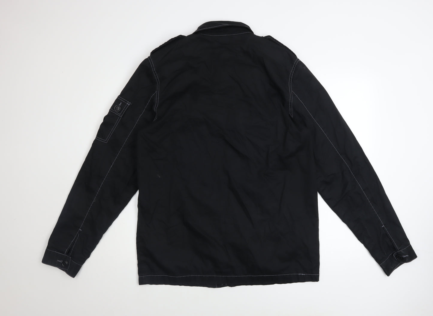 INDISTAR Men's Black Cotton Military Jacket M Casual Mid-Length