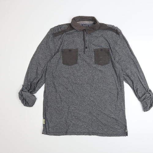 Next Men's Grey Cotton Long Sleeve Casual Button-Up Shirt Size M