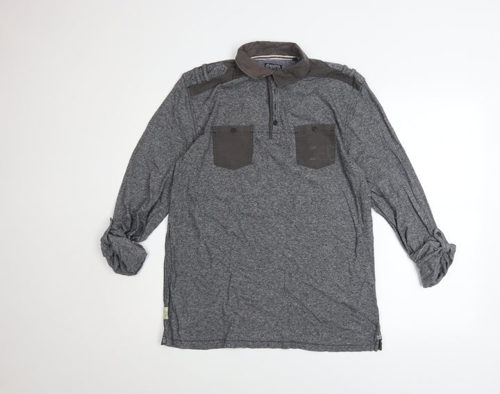 Next Men's Grey Cotton Long Sleeve Casual Button-Up Shirt Size M