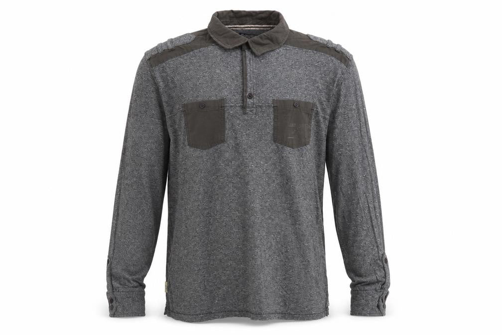 Front view of Next Men's Grey Cotton Long Sleeve Casual Button-Up Shirt, size M